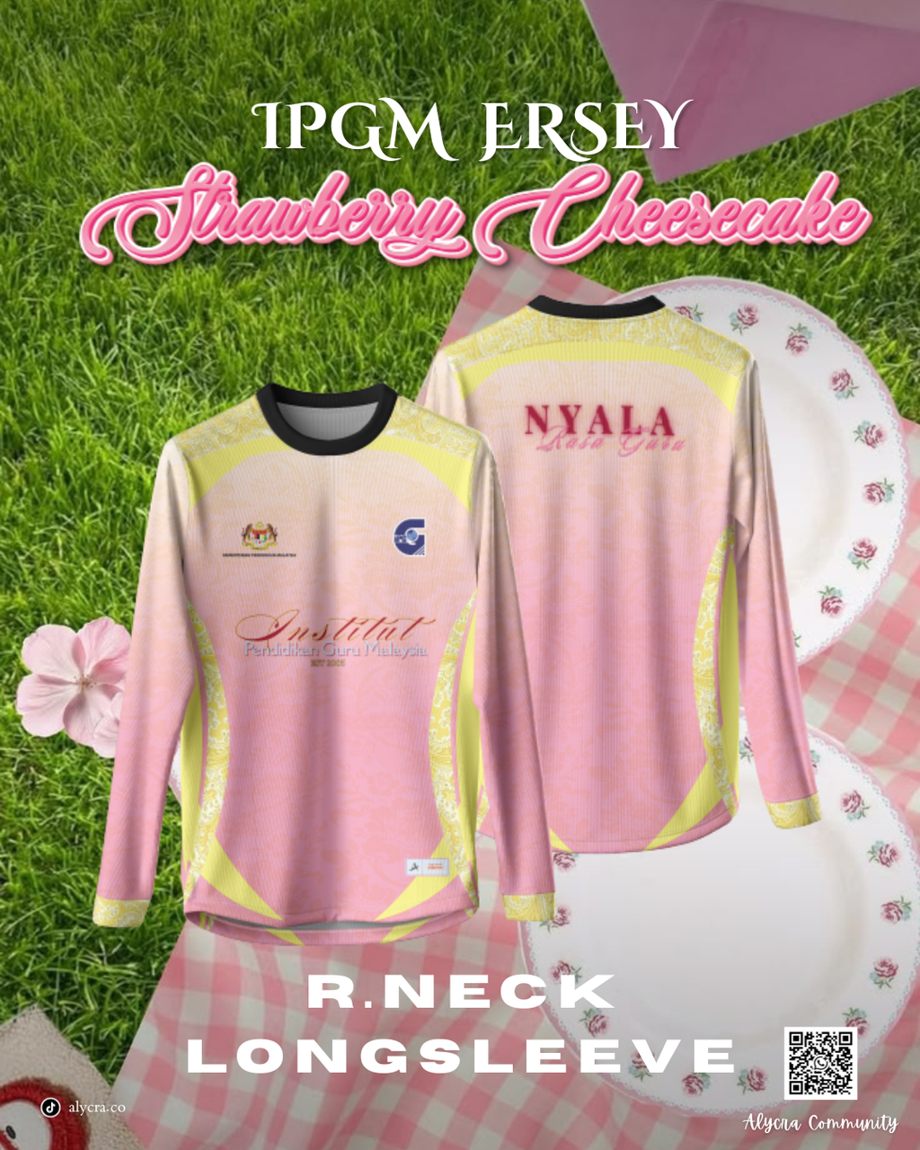 R.Neck Longsleeve - Strawberry Cheesecake